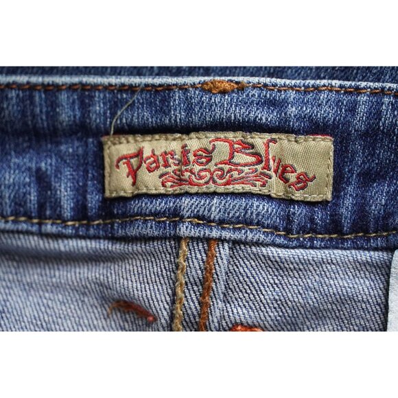 Y2K Paris Blues Low Rise Distressed Capri Jeans Size 3 Embroidered Pockets Orang - Picture 5 of 10